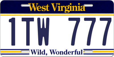WV license plate 1TW777