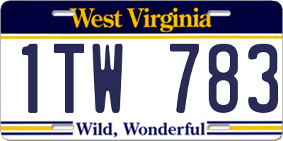 WV license plate 1TW783