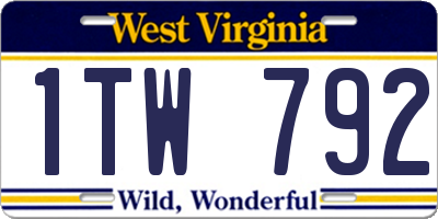 WV license plate 1TW792