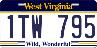 WV license plate 1TW795
