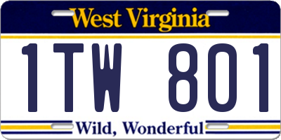 WV license plate 1TW801