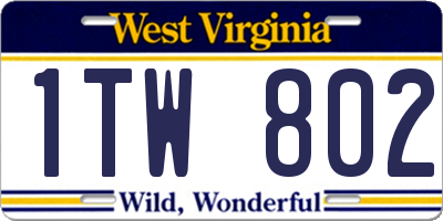 WV license plate 1TW802