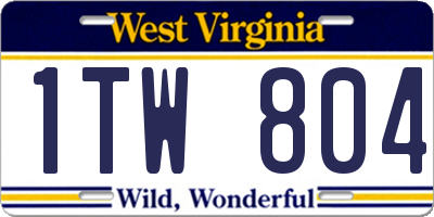 WV license plate 1TW804