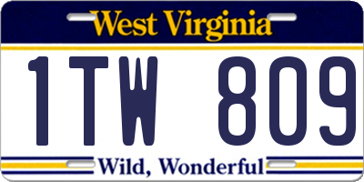 WV license plate 1TW809