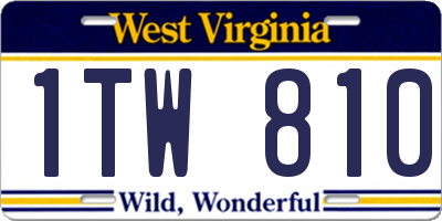 WV license plate 1TW810