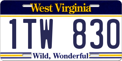 WV license plate 1TW830