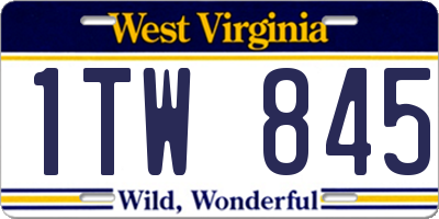 WV license plate 1TW845