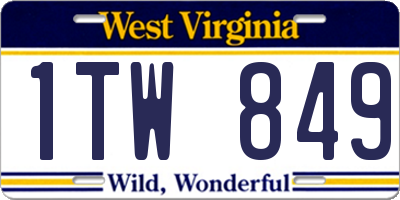 WV license plate 1TW849