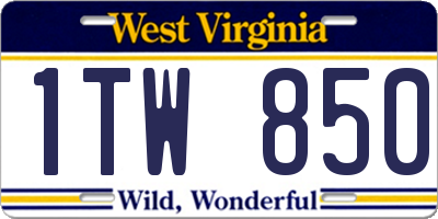 WV license plate 1TW850