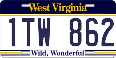 WV license plate 1TW862