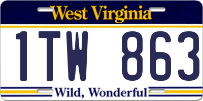 WV license plate 1TW863
