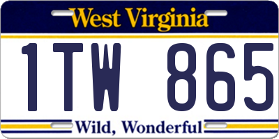 WV license plate 1TW865