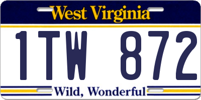 WV license plate 1TW872