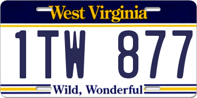 WV license plate 1TW877