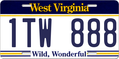 WV license plate 1TW888