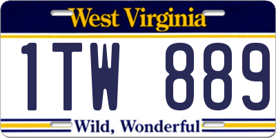 WV license plate 1TW889