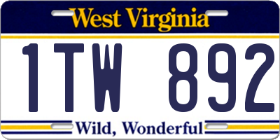 WV license plate 1TW892
