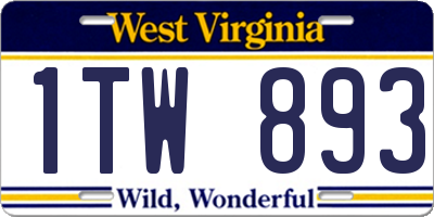 WV license plate 1TW893