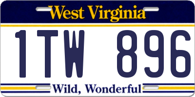 WV license plate 1TW896