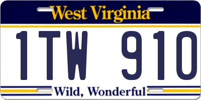 WV license plate 1TW910