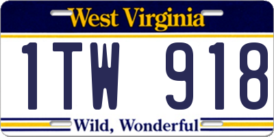 WV license plate 1TW918