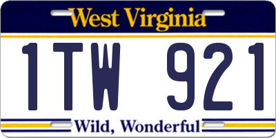 WV license plate 1TW921
