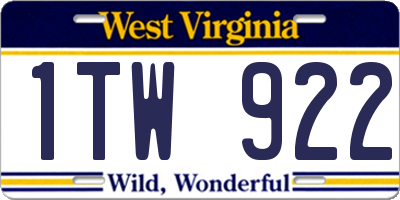 WV license plate 1TW922