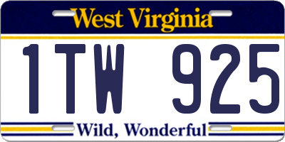 WV license plate 1TW925