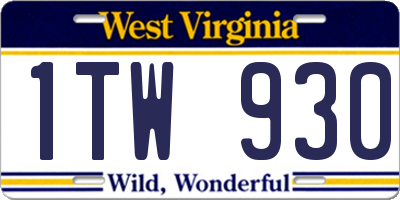 WV license plate 1TW930