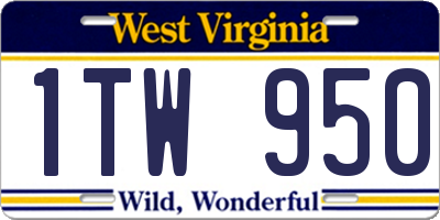 WV license plate 1TW950