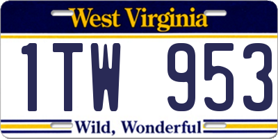 WV license plate 1TW953