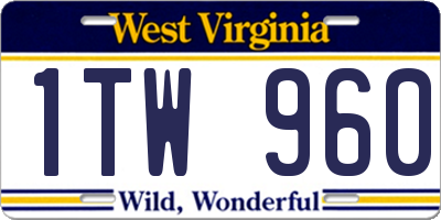 WV license plate 1TW960