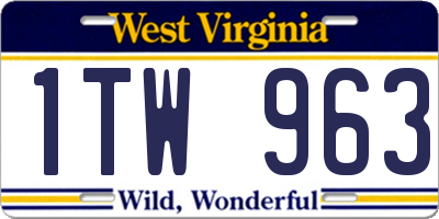 WV license plate 1TW963