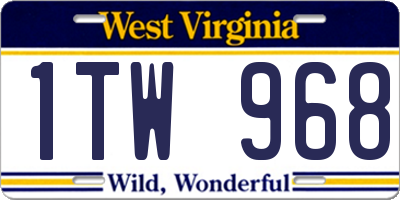 WV license plate 1TW968