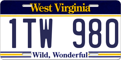 WV license plate 1TW980