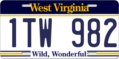 WV license plate 1TW982