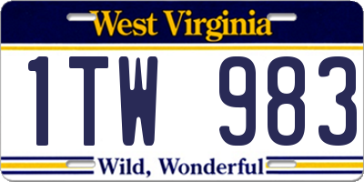 WV license plate 1TW983