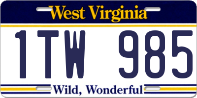 WV license plate 1TW985