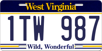 WV license plate 1TW987