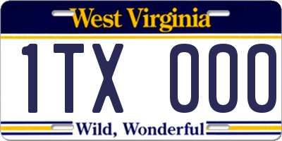 WV license plate 1TX000