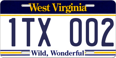 WV license plate 1TX002
