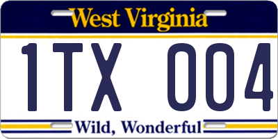 WV license plate 1TX004