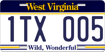 WV license plate 1TX005