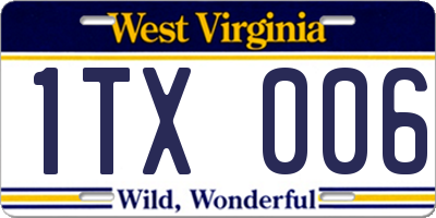 WV license plate 1TX006