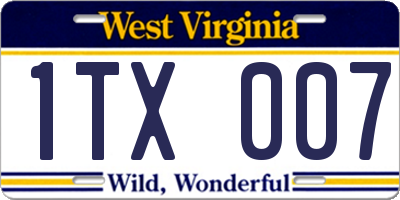 WV license plate 1TX007