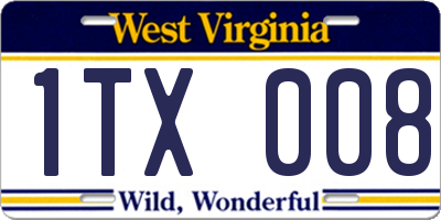 WV license plate 1TX008