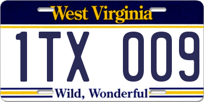 WV license plate 1TX009