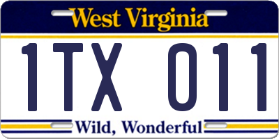 WV license plate 1TX011