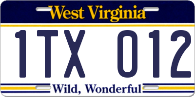 WV license plate 1TX012