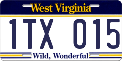 WV license plate 1TX015
